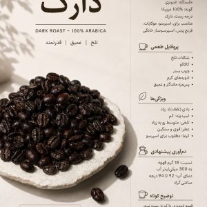 قهوه دارک اندونزی، خرید قهوه اندونزی، قهوه رست دارک، قهوه تلخ و قوی، قهوه اسپرسو حرفه‌ای، قهوه کافی شاپی، Indonesian Dark Roast Coffee